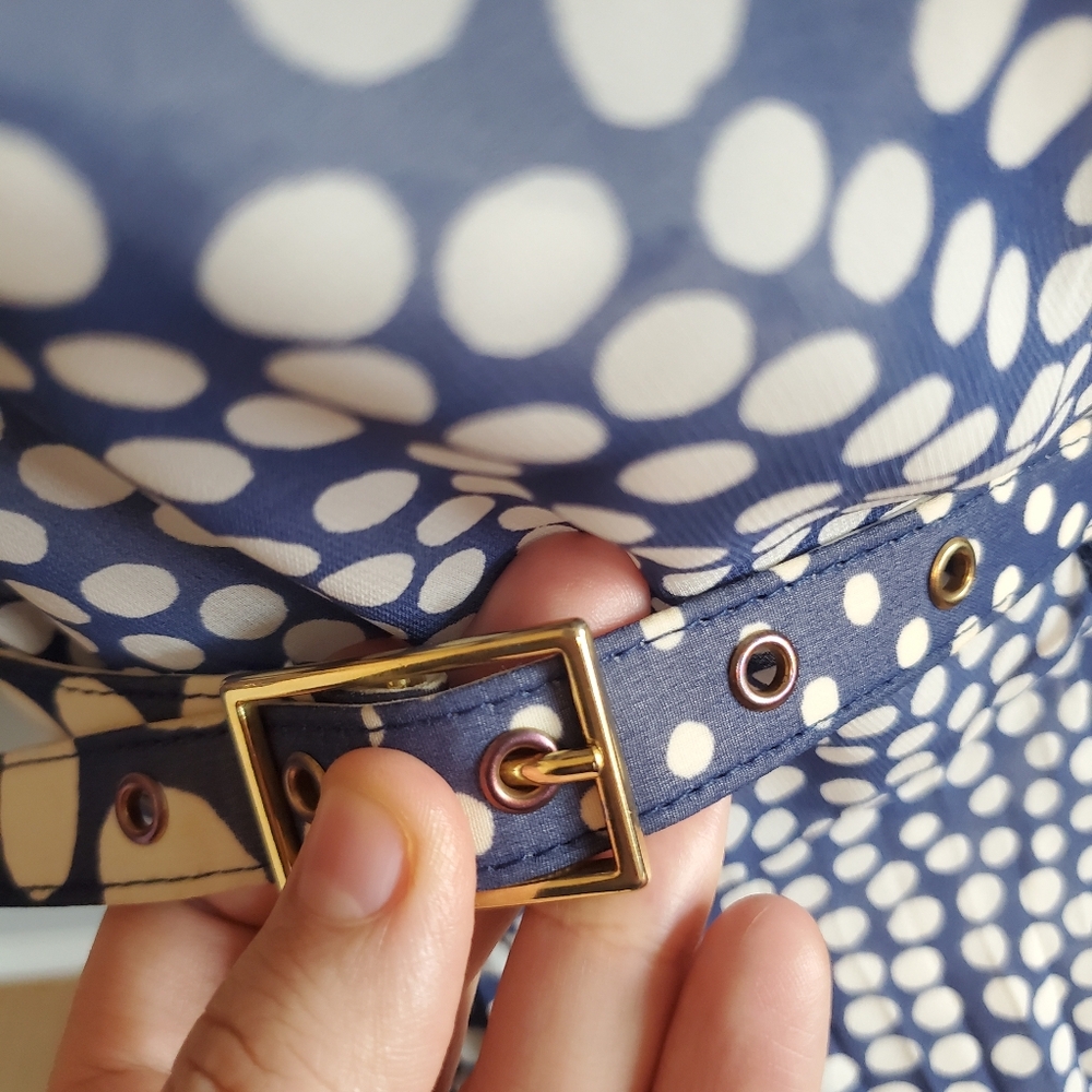 Trina Turk blue and white polka dot Pleated Dress Size 4 ASO Glee Retro Twee - Picture 9 of 13